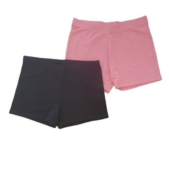 ❤2/$12❤ Girls Shorts Set (Bike, cartwheel, dance) Black & Coral - EUC - Picture 2 of 4